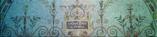 Mosaic with quotation 'Knowledge is power'. Library of Congress Thomas Jefferson Building, Washington, D.C.