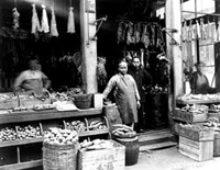 "Chinese butcher and grocery shop, Chinatown, San Francisco," from the University of California, Berkeley, collection