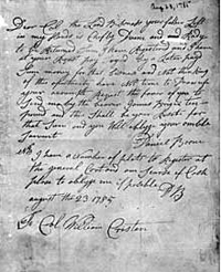Letter from Daniel Boone to William Cristen, 1785, from the University of Chicago collection