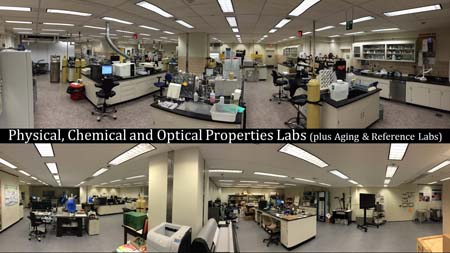 two fish-eye views of the physical, chemical and optical properties labs