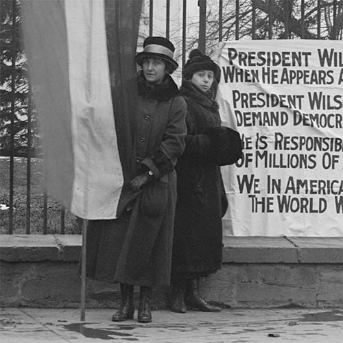 Woman Suffrage. Bonfire on Sidewalk before White House