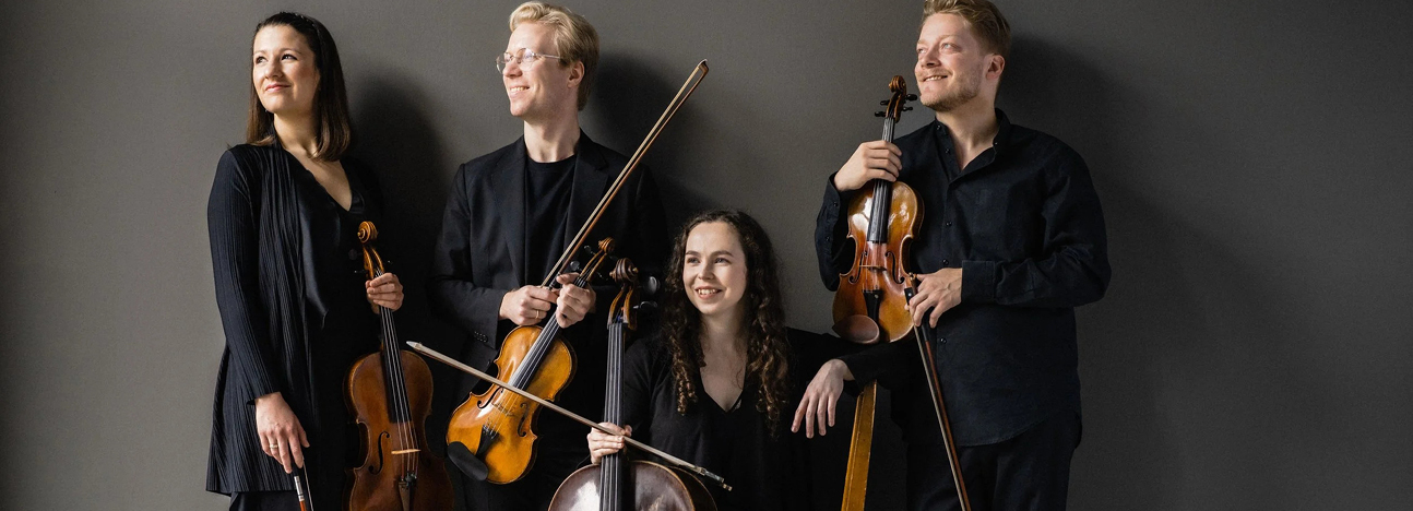 quartet of musicians with thier instruments