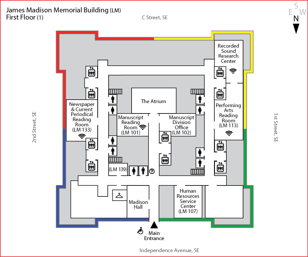 Map of the first floor of the James Madison building